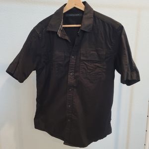Sean John Button Down Short Sleeve Black Shirt